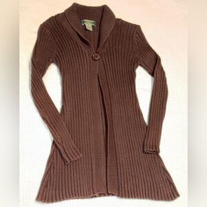 525 America Ribbed Brown Cardigan women’s size petite small